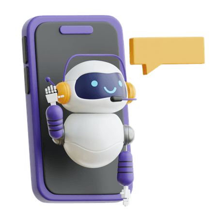 AI chatbot 3D illüstrasyonu — Prisma konuşma asistanı