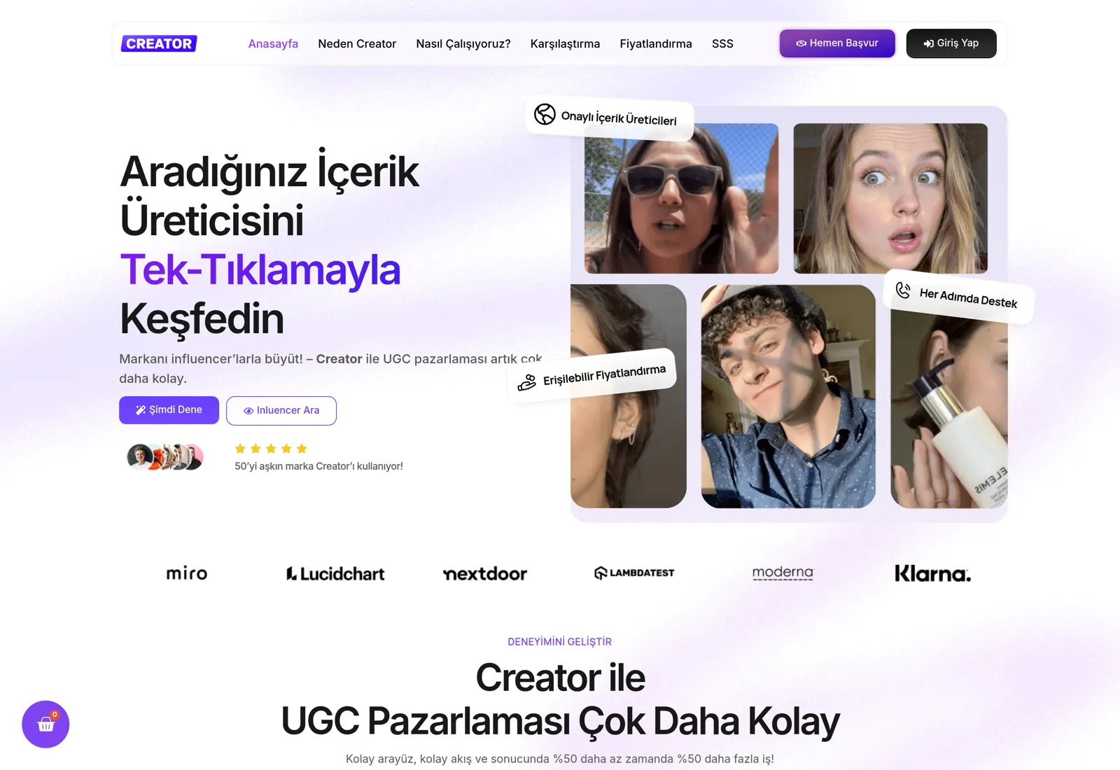 Creator TR kurumsal web tasarım projesi ekran görüntüsü