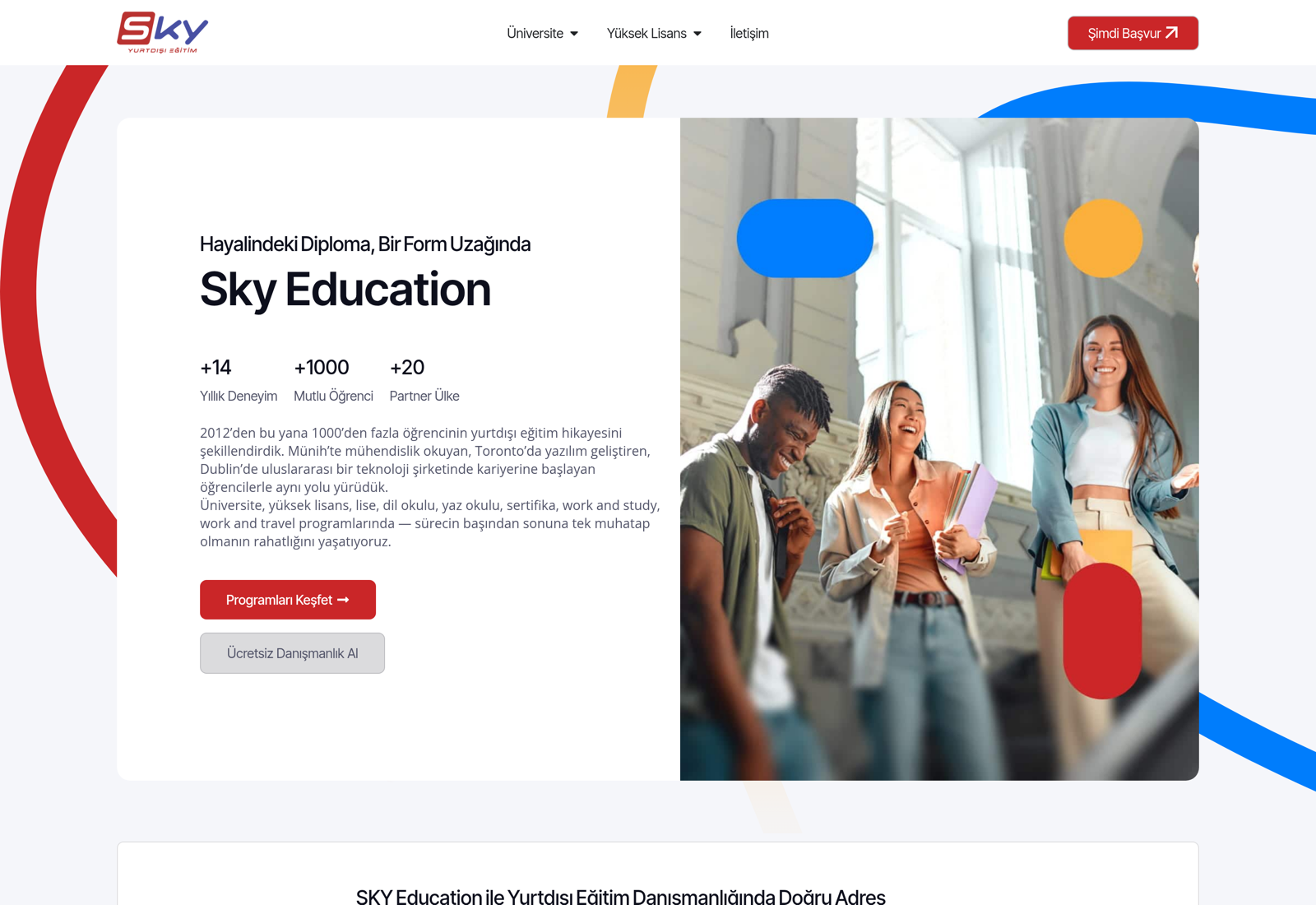 Sky Education kurumsal web tasarım projesi ekran görüntüsü