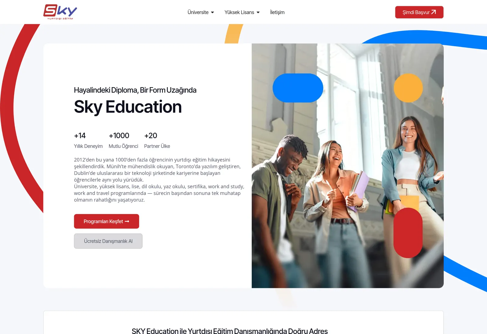 Sky Education kurumsal web tasarım projesi ekran görüntüsü